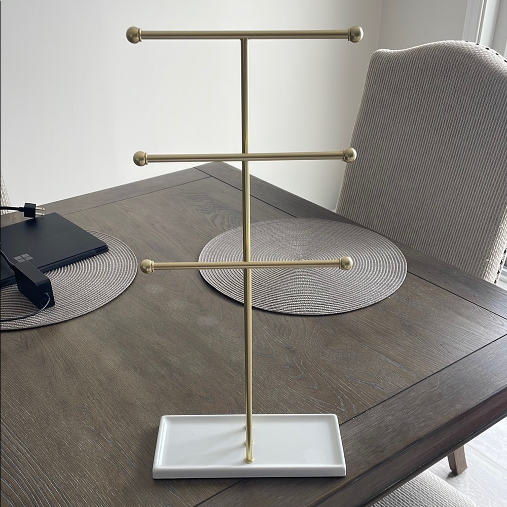Gold Jewelry Stand with White Base